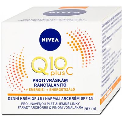 Nivea Q10 plus C, denný krém proti vráskam OF15 na unavenú pleť, 50 ml          