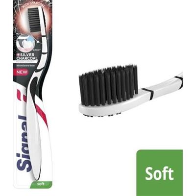 Signal charcoal zubná kefka soft/jemná so striebrom proti baktériám             