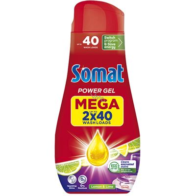 Somat All-in-1 gél do umývačky Lemon & Lime 80 dávok, 2 x 720 ml, duopack       