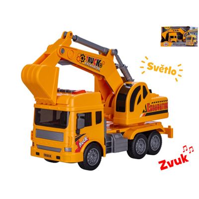 Auto stavebné rýpadlo 27cm zotrvačník, na batérie, svetlo, zvuk                 