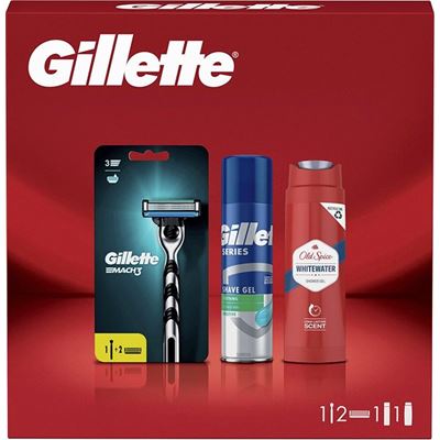 Gillette darčekový set - mach3 stroj.+2NN + gel na holenie + old spice SG       