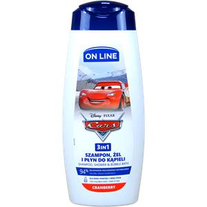 On line sprchovací gél, šampón a pena do kúpela 3v1 Cars 400 ml                 