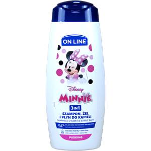 On line sprchovací gél, šampón a pena do kúpela 3v1 Minnie 400 ml               