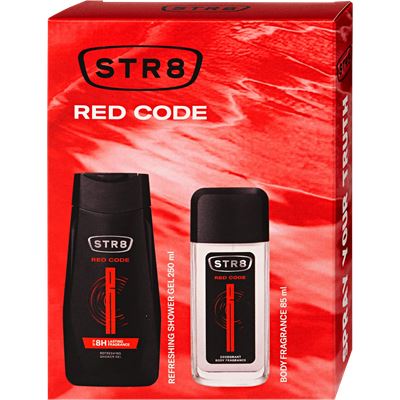 STR8 red code darčekový set sprchový gél a telový sprej                         