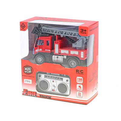 Auto hasičské s rebríkom 1:64 na baterie so svetlom 27MHz v krabičke            