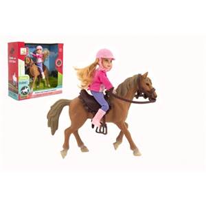 Kôň + bábika žokejka plast 20cm v krabici 23x23x9,5cm                           
