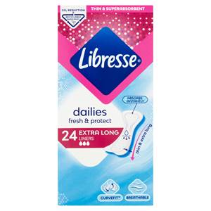 Libresse dailies fresh&protect extra long liners 24 ks                          