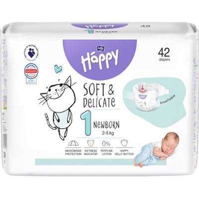 BELLA HAPPY DETSKÉ PLIENKY veľ. 1 New Born 2-5 kg 42 ks                         