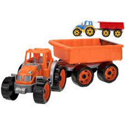 Traktor so sklápacím prívesom 54 cm 2 farby  v sieťke                           