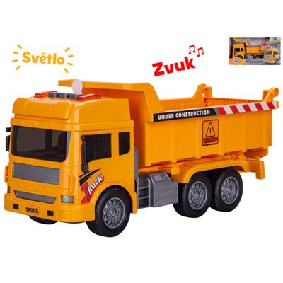 Auto stavebný vyklápač 27cm zotrvačník, na batérie, svetlo, zvuk                