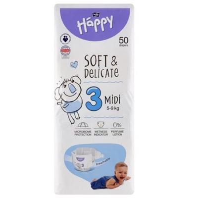 Bella Happy detské plienky veľ.3  Midi 5-9 kg 50 ks                             