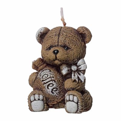 Sviečka macko káva hnedý, krémový, levanduľa 8cm                                