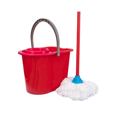 Mop set - vedro 14 L, košík na žmýkanie, palica a mop šnúrky                    