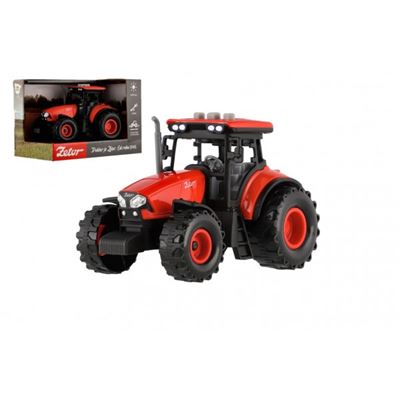 Traktor Zetor plast 9x14cm na zotrvačník na bat. so svetlom so zvukom v krabici 