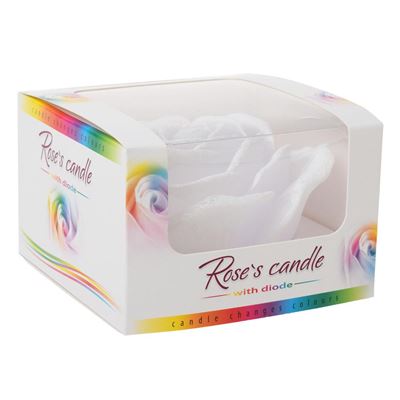 Sviečka ruža nízka dioda biela, ecru 280g                                       