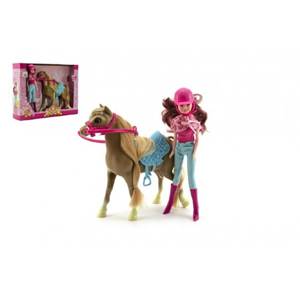 Kôň + bábika žokejka plast v krabici 34x27x7cm                                  
