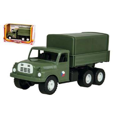 Auto nákladní Tatra 148 khaki vojenská plast 30cm v krabici 35x18x13cm          