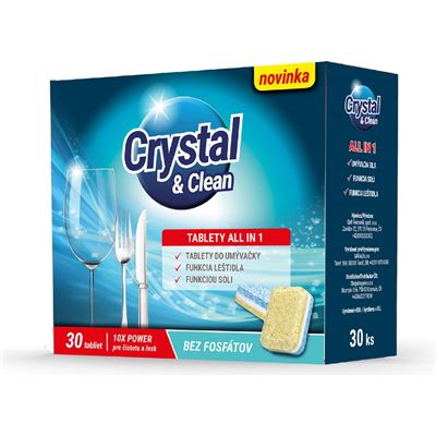 Crystal & Clean tablety do umývačky All in1 30 ks                               