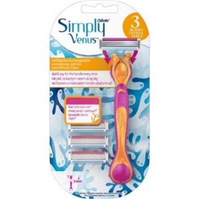 Gillette Simply Venus s rukoväťou – 1 rukoväť + 3 náhrad women                  