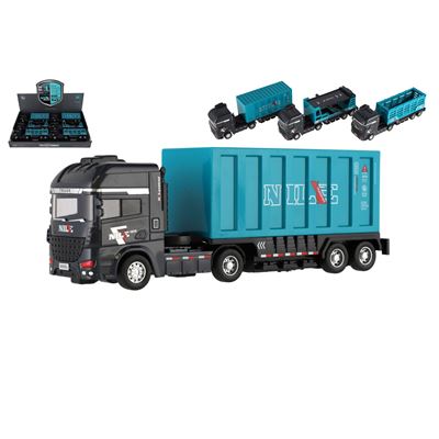 Auto nákladné  s vlekom plast na zotrvačník 26cm, 3 druhy                       