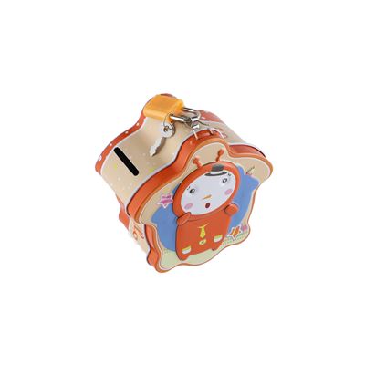 Pokladnička plechová so zámkom 10*6cm, 4 farby, v sáčku                         