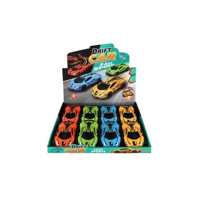 Auto pretekárske driftovacie plast 16cm, na zotrvačník, 4farby                  