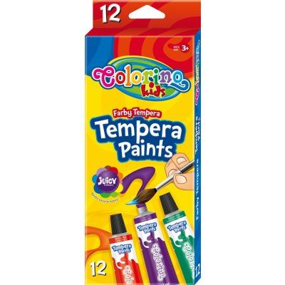 Farby temperové 12ks po 12ml, netoxické                                         