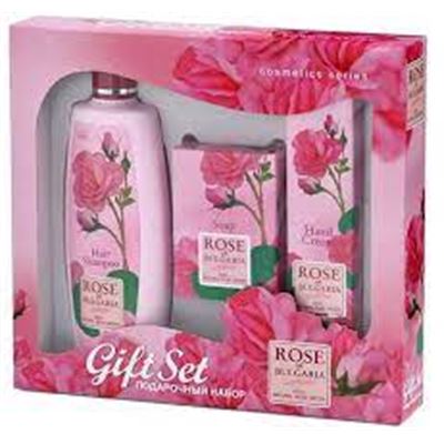 ROSE- Darčekový set z ružovej vody - šampon, mydlo, krém na ruky                