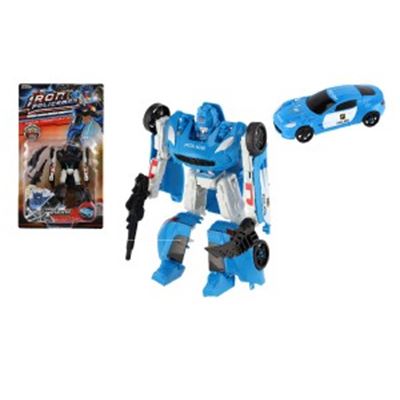 Transformer auto / robot polícia plast 18 cm asst 2 farby na karte              